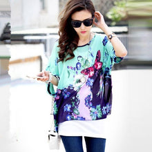 Load image into Gallery viewer, Women&#39;s Chiffon Tops 2018 New Fashion Summer Shirt Boho Style Batwing Casual Blouses Blusas 4XL 5XL 6XL Plus Size Women Clothing