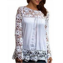 Load image into Gallery viewer, 2018 Summer Women White Lace Blouses Shirts Fashion Chiffon Blouses Hollow Out Top Female Plus Size Women&#39;s Clothing 4XL 5XL 50