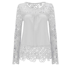 Load image into Gallery viewer, 2018 Summer Women White Lace Blouses Shirts Fashion Chiffon Blouses Hollow Out Top Female Plus Size Women&#39;s Clothing 4XL 5XL 50