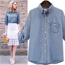 Load image into Gallery viewer, New spring/autumn women&#39;s  shirts plus size long sleeve shirts maternity shirts women&#39;s clothing blouse denim-shirts 820
