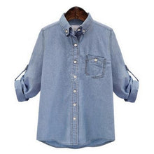 Load image into Gallery viewer, New spring/autumn women&#39;s  shirts plus size long sleeve shirts maternity shirts women&#39;s clothing blouse denim-shirts 820