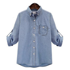 New spring/autumn women's  shirts plus size long sleeve shirts maternity shirts women's clothing blouse denim-shirts 820