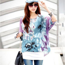 Load image into Gallery viewer, Women&#39;s Chiffon Tops 2018 New Fashion Summer Shirt Boho Style Batwing Casual Blouses Blusas 4XL 5XL 6XL Plus Size Women Clothing