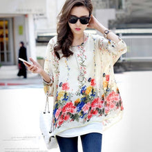 Load image into Gallery viewer, Women&#39;s Chiffon Tops 2018 New Fashion Summer Shirt Boho Style Batwing Casual Blouses Blusas 4XL 5XL 6XL Plus Size Women Clothing