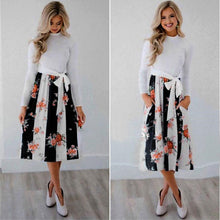 Load image into Gallery viewer, Pocket Elegant Knee-length Dress High Quality Autumn 2019 Casual Women Dress Long Sleeve O-neck Dot Printed Loose Dress Vestidos