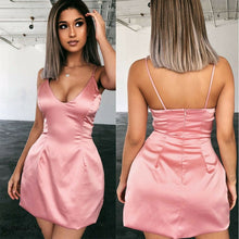 Load image into Gallery viewer, Women Solid Silk Satin Bandage Dress Bodycon Summer Sexy Straps Slim Fit Dresses Lady Sexy Club Party Mini Dress Shien Vestidos