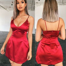 Load image into Gallery viewer, Women Solid Silk Satin Bandage Dress Bodycon Summer Sexy Straps Slim Fit Dresses Lady Sexy Club Party Mini Dress Shien Vestidos