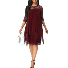 Load image into Gallery viewer, Women&#39;s Dress New Fashion Chiffon Dresses Seven Quarter Sleeve Irregular Hem Lace Dress Plus Size Women Clothing