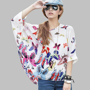 Women's Chiffon Tops 2018 New Fashion Summer Shirt Boho Style Batwing Casual Blouses Blusas 4XL 5XL 6XL Plus Size Women Clothing