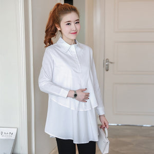 Maternity Shirt Cotton Pregnant Women's Shirt Long Sleeve Office Clothes Women Spring Top OL Womens Clothing Maternity Tops