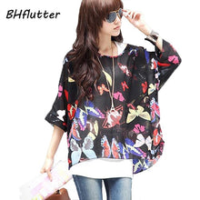 Load image into Gallery viewer, Women&#39;s Chiffon Tops 2018 New Fashion Summer Shirt Boho Style Batwing Casual Blouses Blusas 4XL 5XL 6XL Plus Size Women Clothing